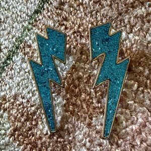 Blue Lightning Bolt Earrings
